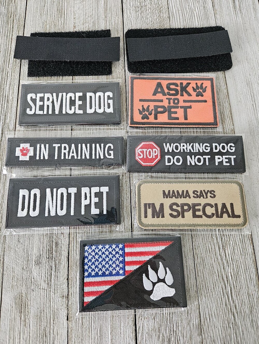Service Dog Patches - Do Not Pet, Working Dog, In Training Set. New!Includes